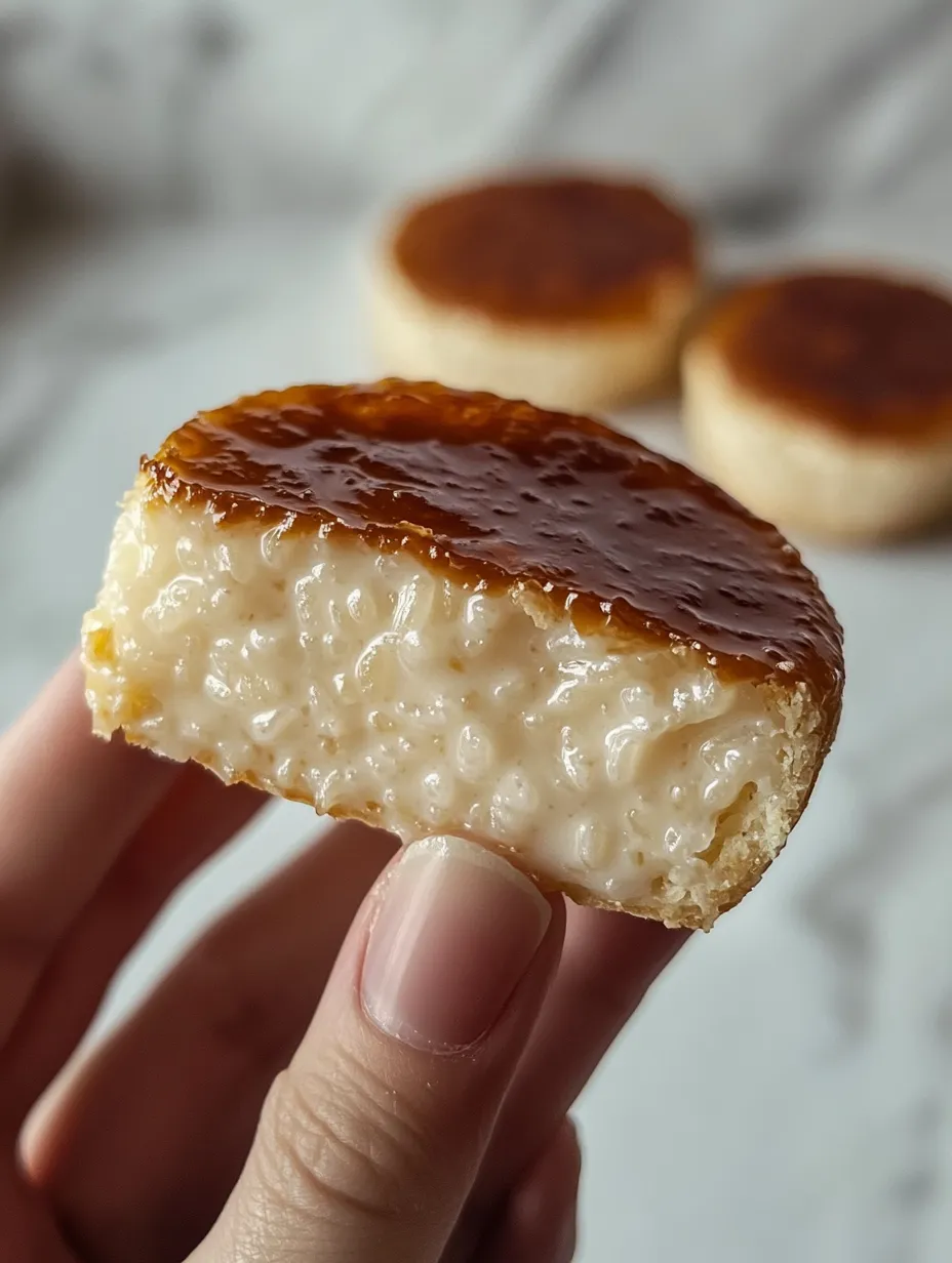 A piece of food is being held by a hand.