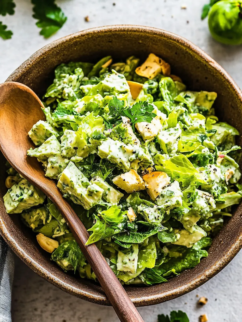 A fresh salad bowl with wooden serving spoon.
