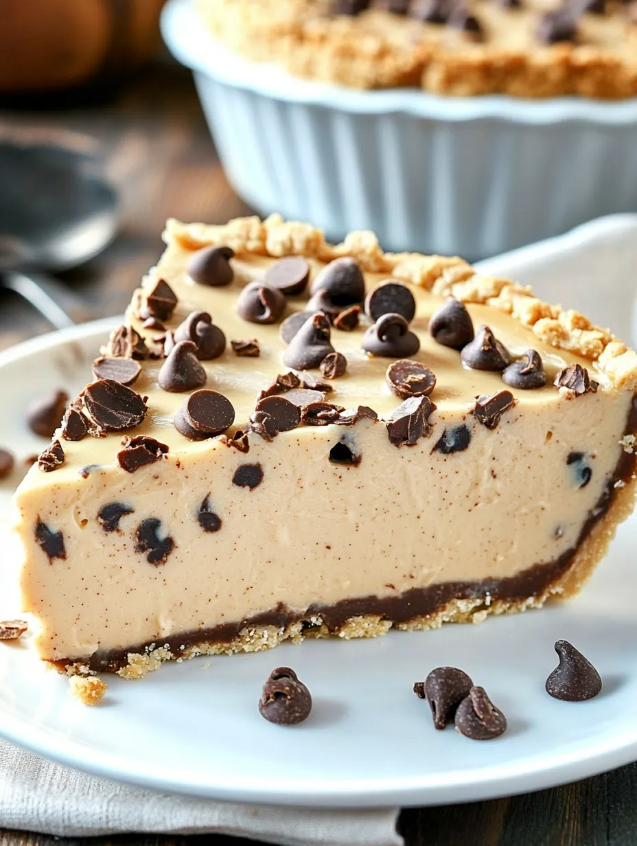 A tasty chocolate pie slice with small chocolate pieces scattered on top.