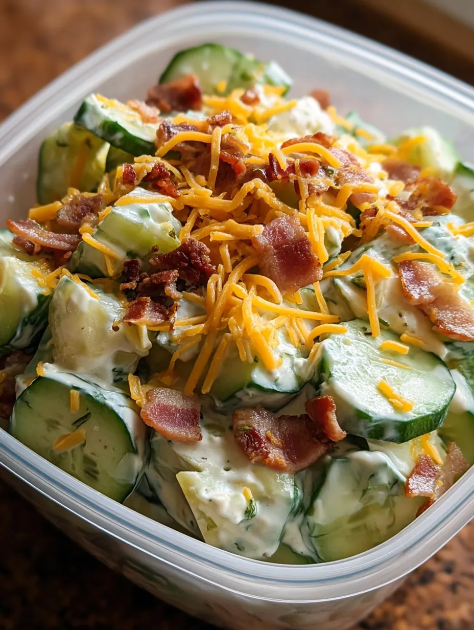 Creamy Cucumber Cheddar and Bacon Snack Bowl Recipe