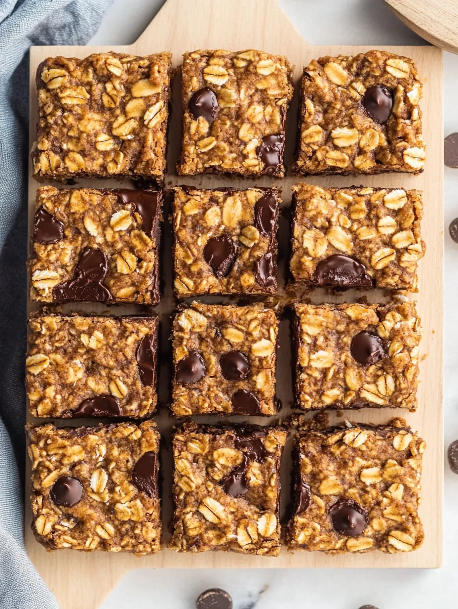A plate of brownies with chocolate chips and nuts.