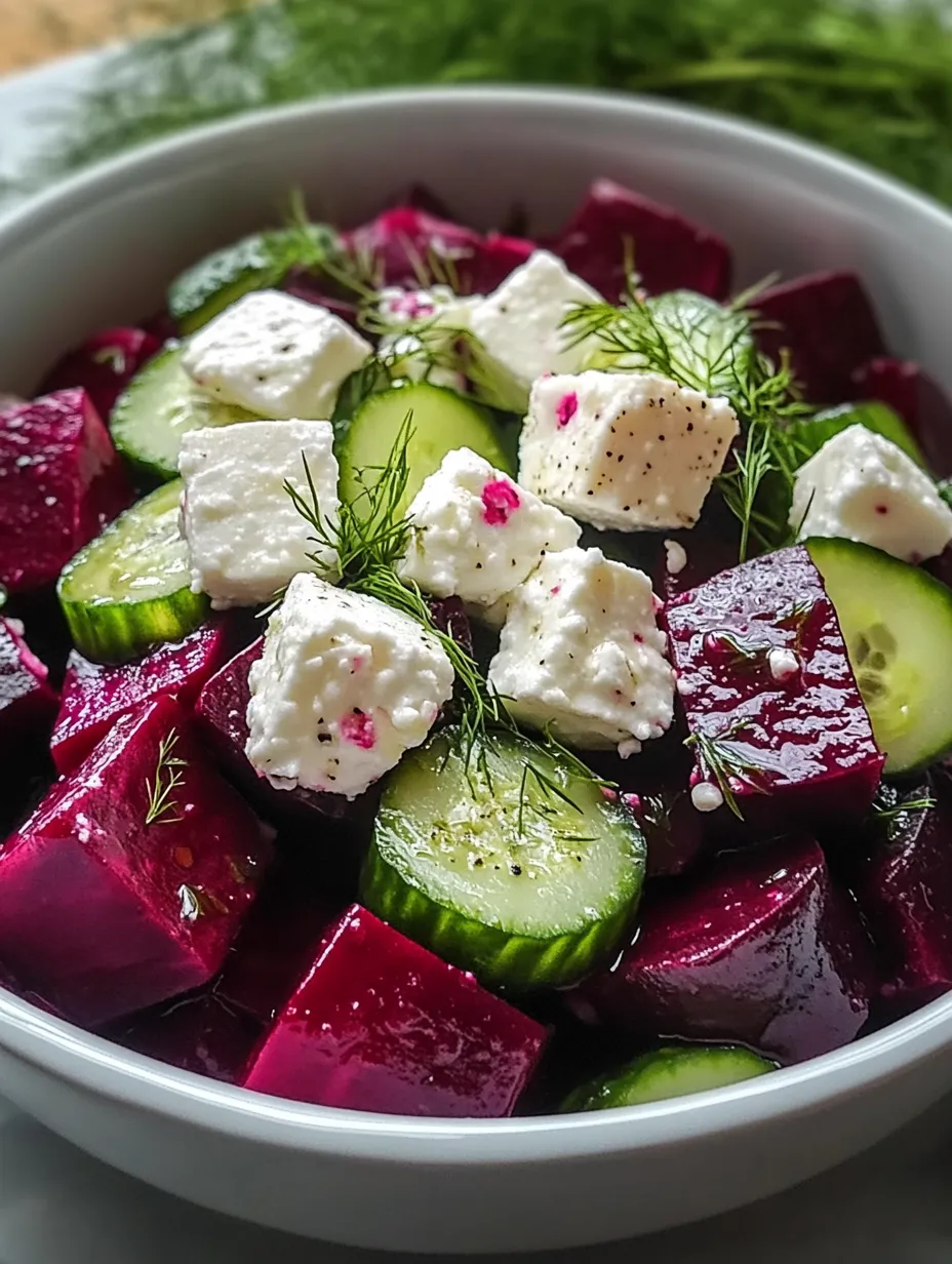 A bowl of food with cucumbers and feta cheese.