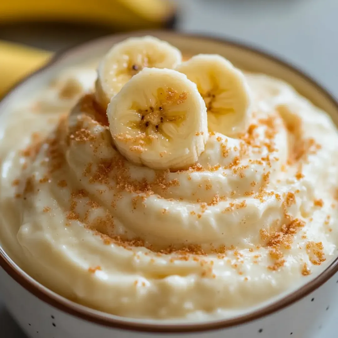 A bowl of banana cream.