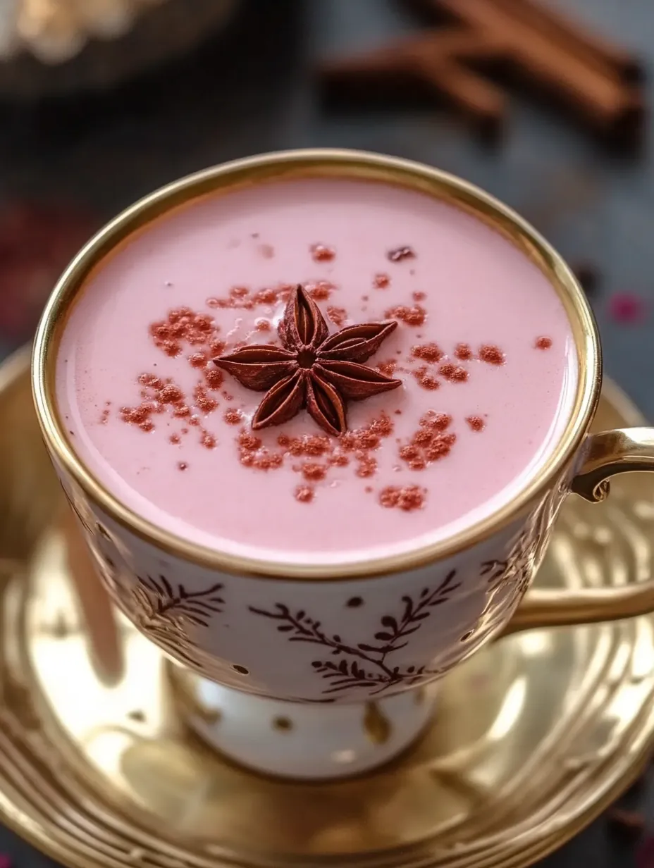 A cup of pink drink with a star on top.