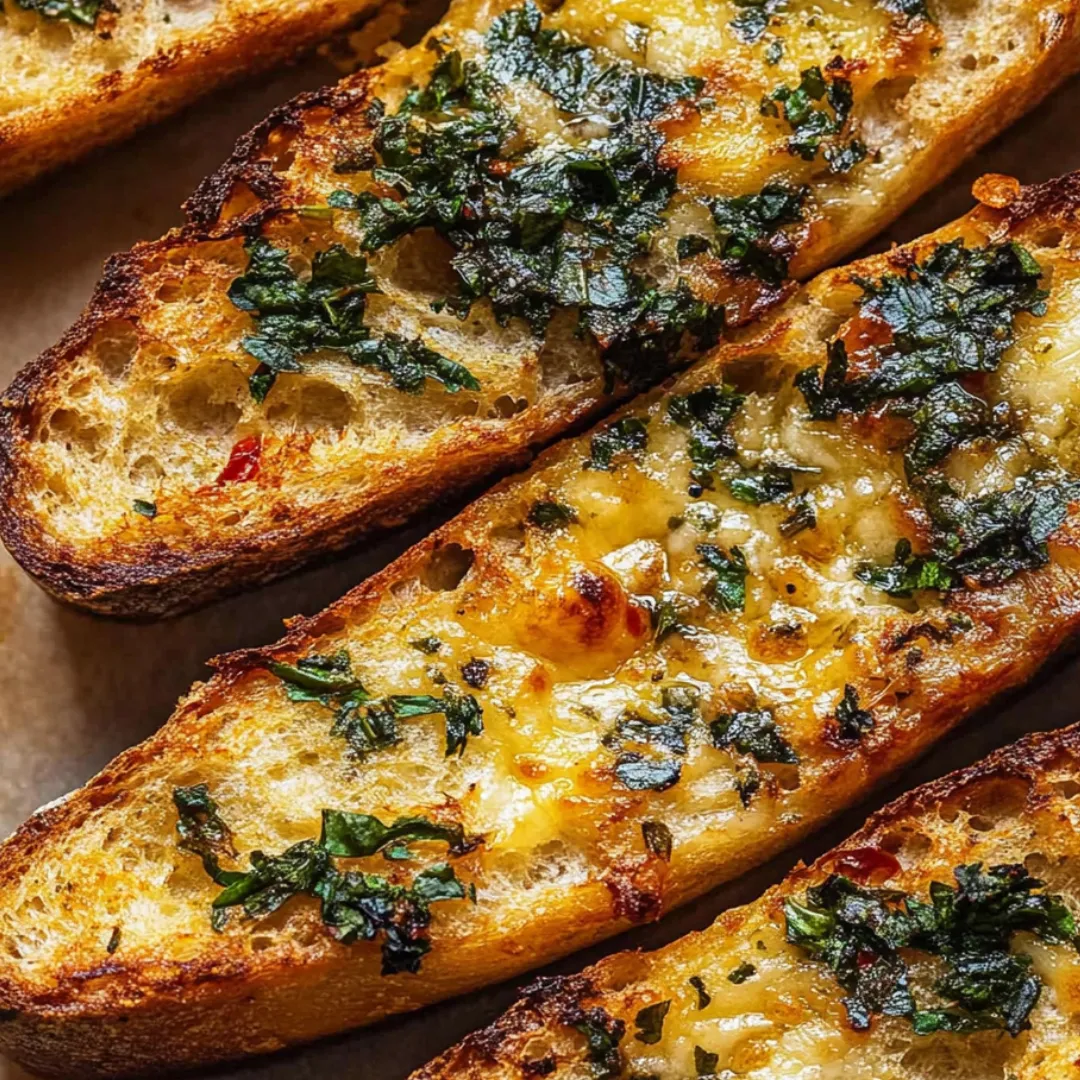 Bread with cheese and herbs.