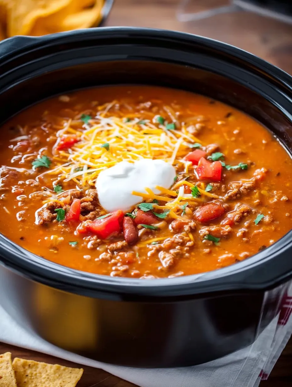 A bowl of chili with cheese and tomatoes.