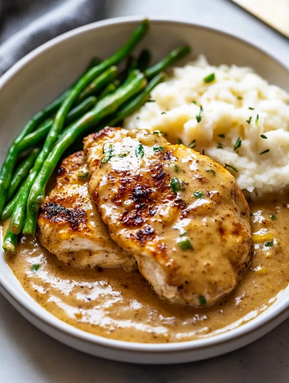 A plate of food with chicken and potatoes.