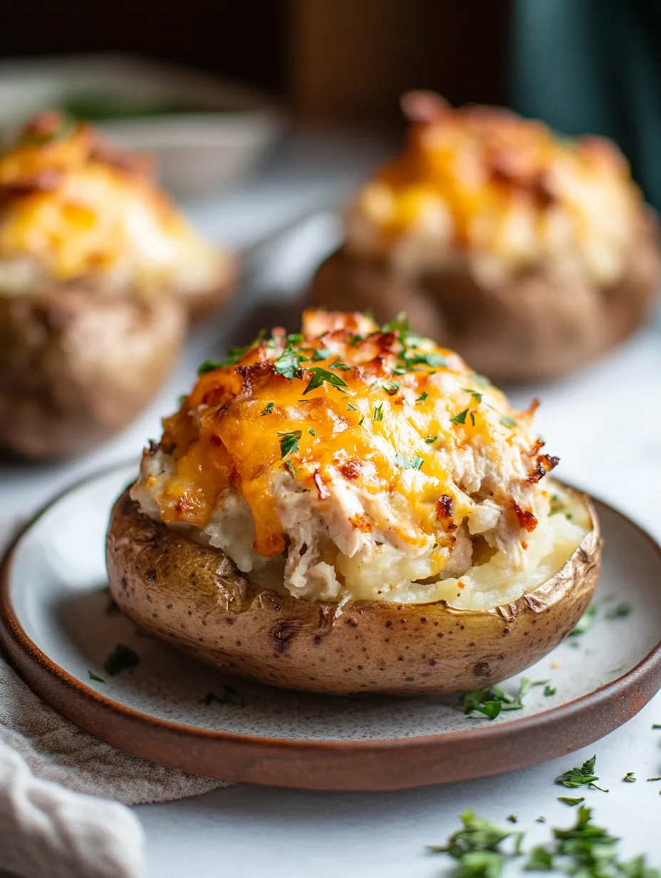 A plate of food with a baked potato and a piece of meat.