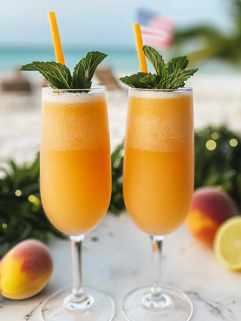 Two glasses of orange drink with a sprig of mint.