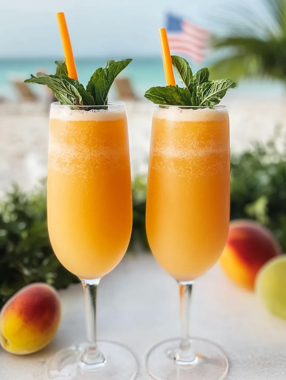 Two glasses of orange drink with mint on top.