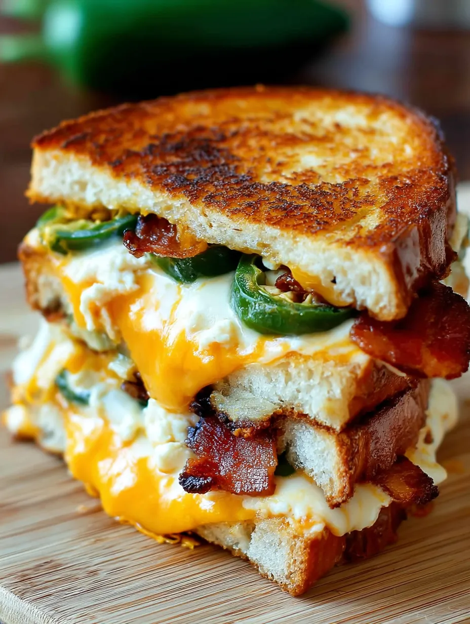 A sandwich with bacon and jalapenos.