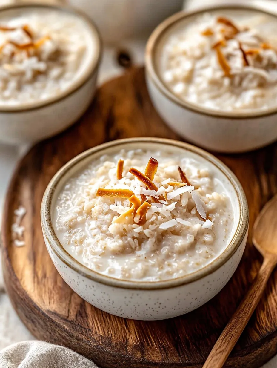 A bowl of oatmeal with coconut on top.