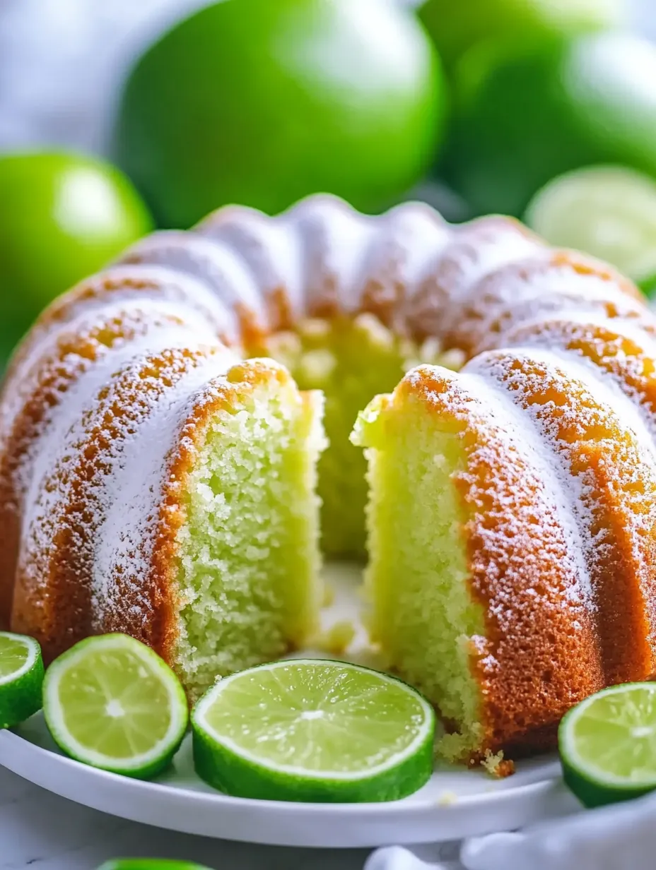 Whole cake topped with lime slices and zest.