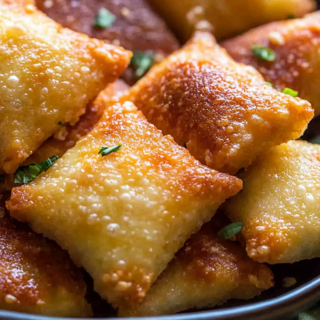 A bowl of tasty snacks topped with fresh green herbs.