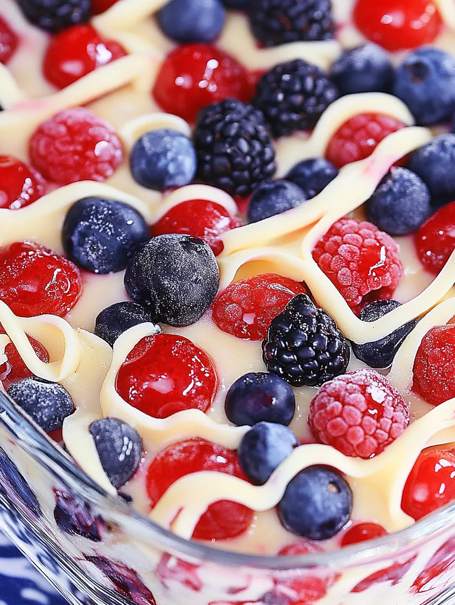 A bowl full of mixed berries and blueberries sits ready.