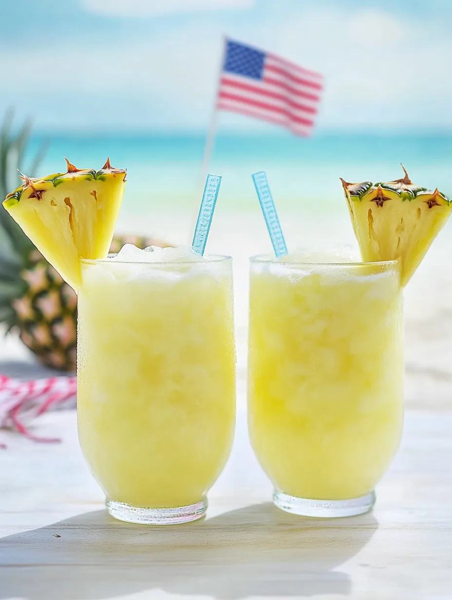 Two pineapple drinks with fun straws.