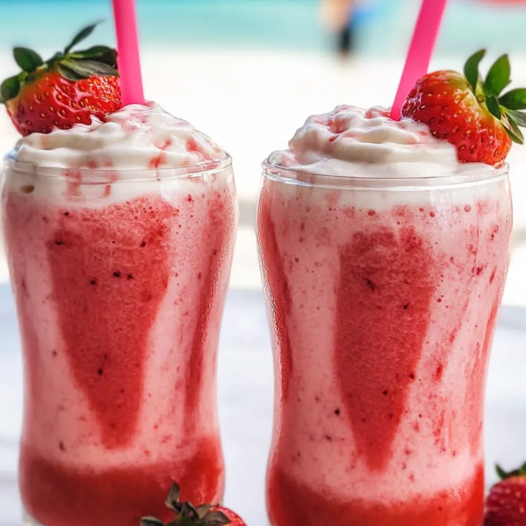 Two glasses filled with strawberry milk.