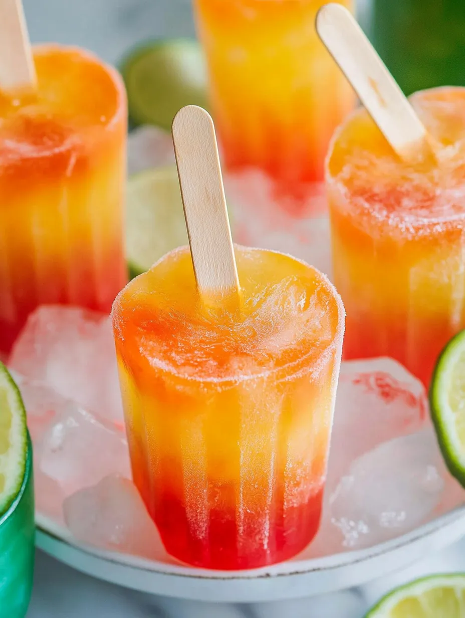 A bunch of popsicles surrounded by lime and lemon slices.