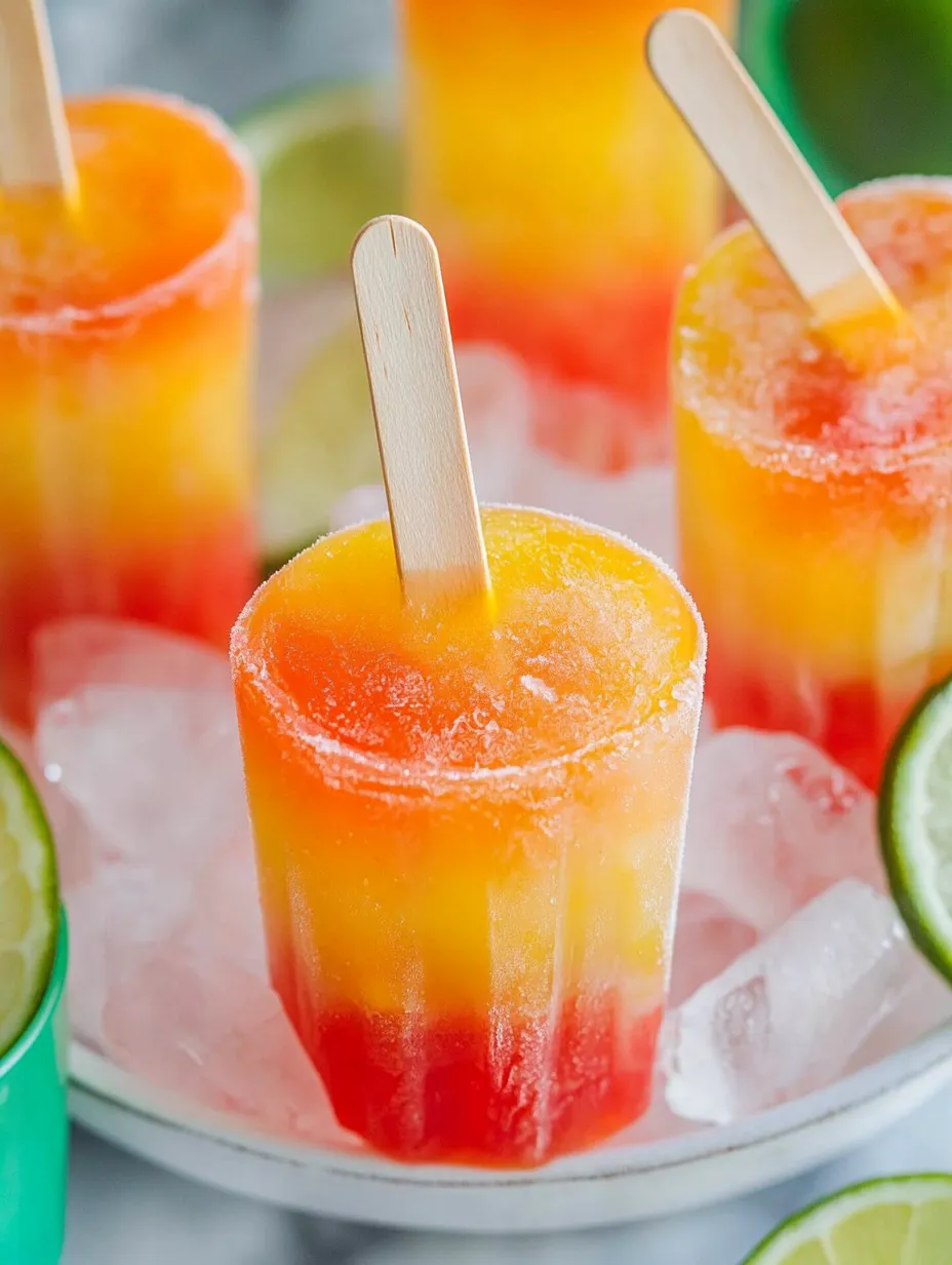 Popsicles in a bowl on sticks.