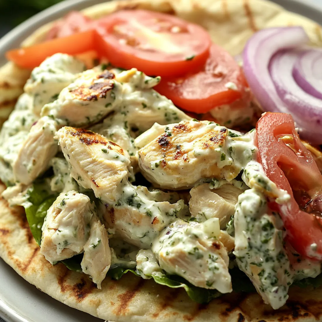 Chicken salad plate with tomatoes, onions, and lettuce.