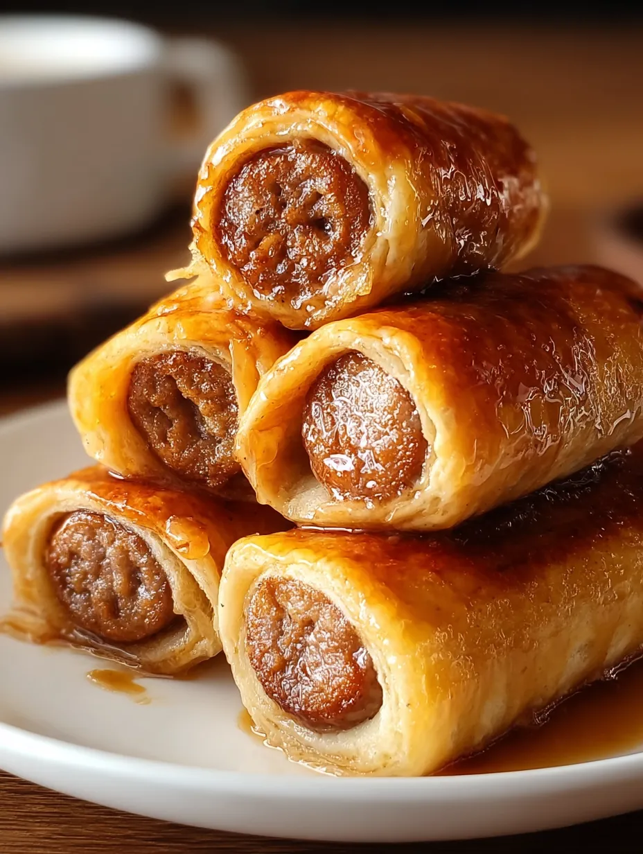A stack of sausages resting on a dish.