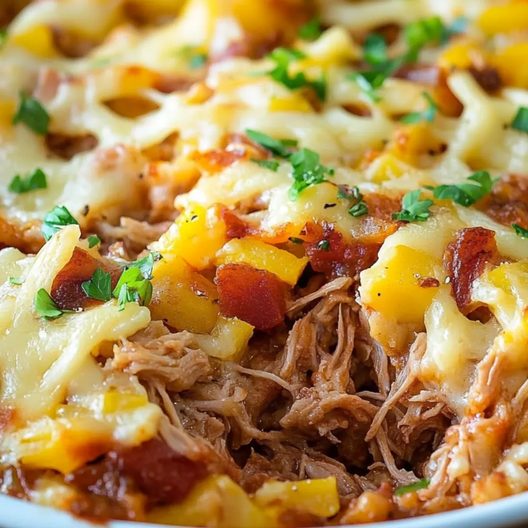 A generous helping on a plate showing baked toppings.