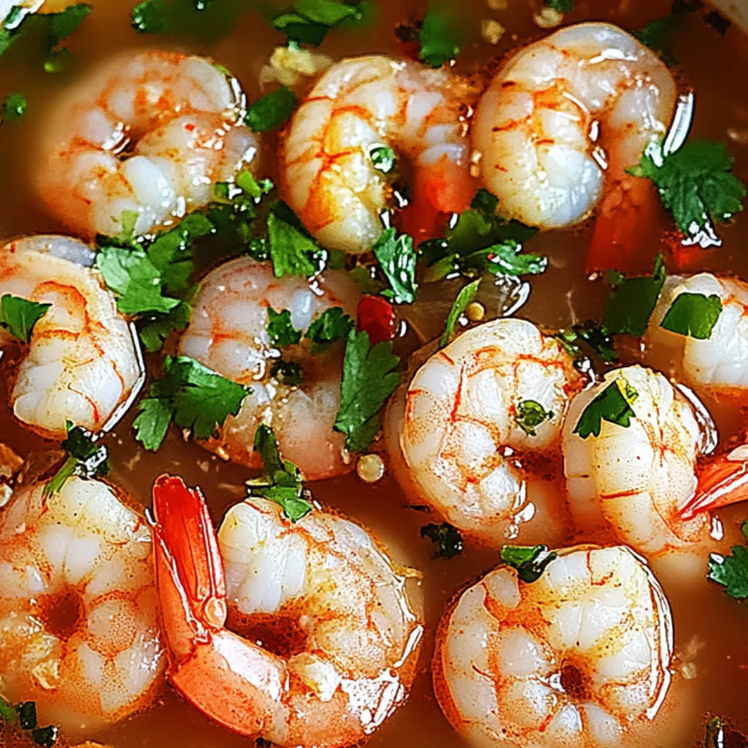 Shrimp with sauce in a bowl.