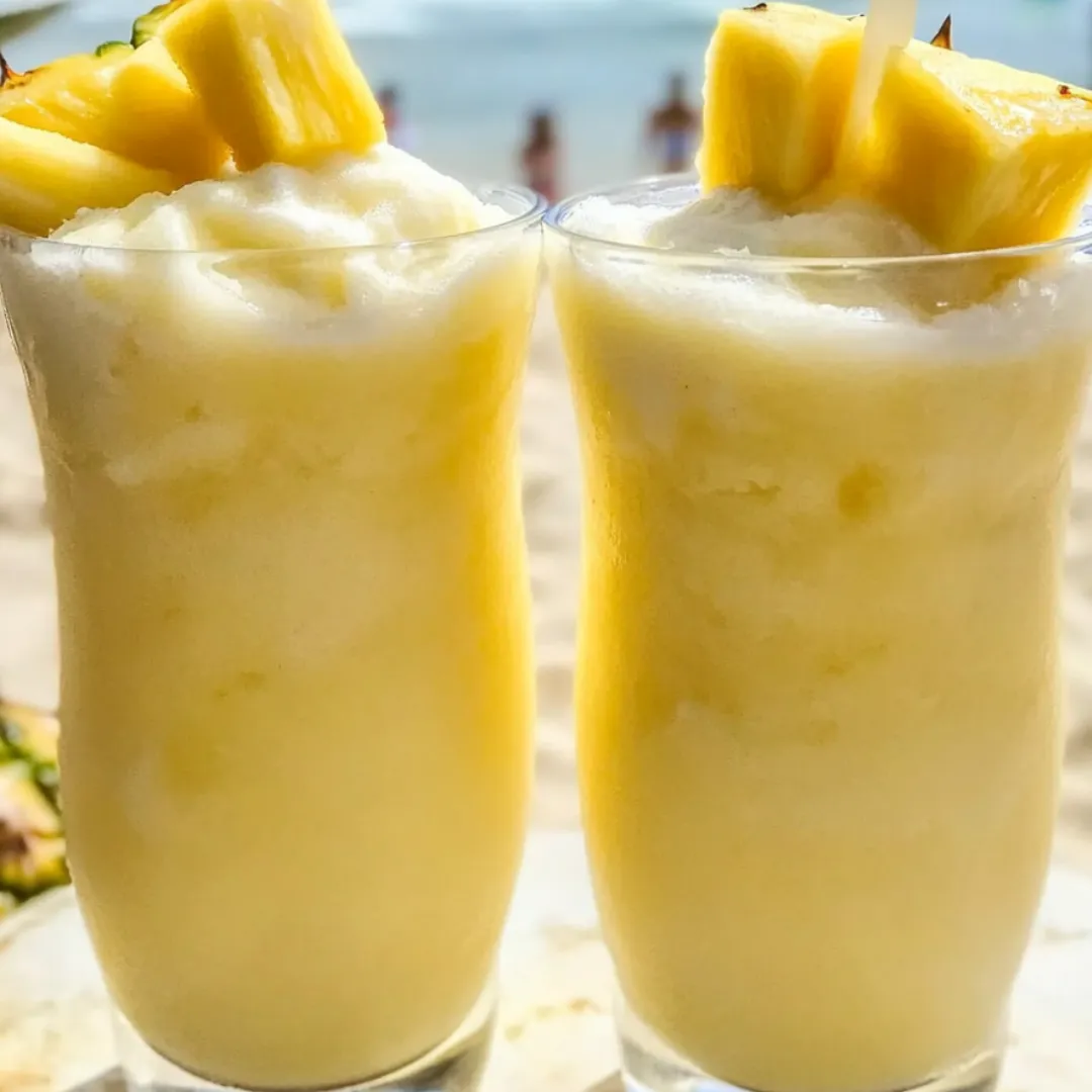 Pineapple drinks in a pair of glasses.