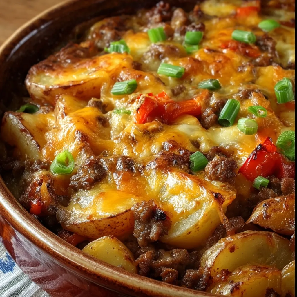 Potatoes and ground meat in a bowl, ready to eat.