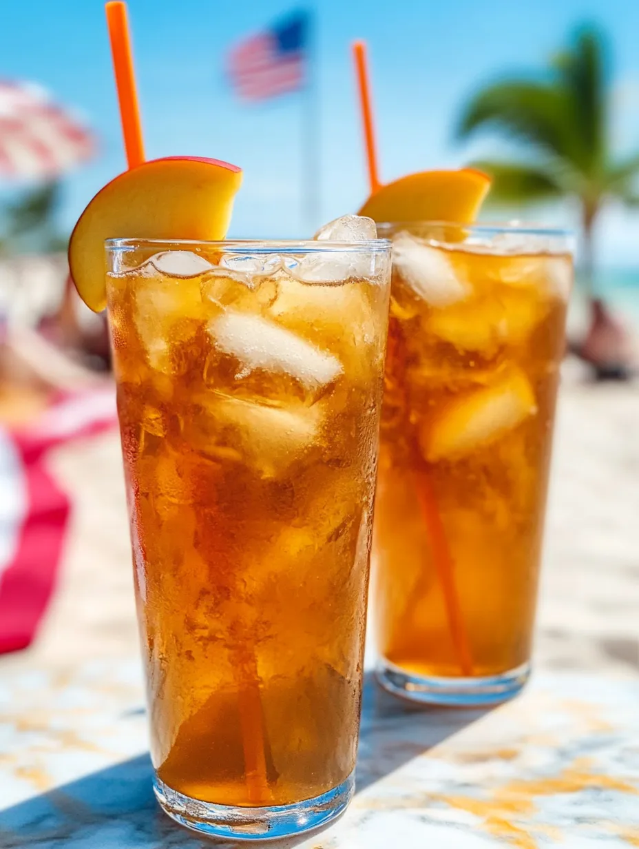 Iced tea in two glasses, sitting on a tabletop.