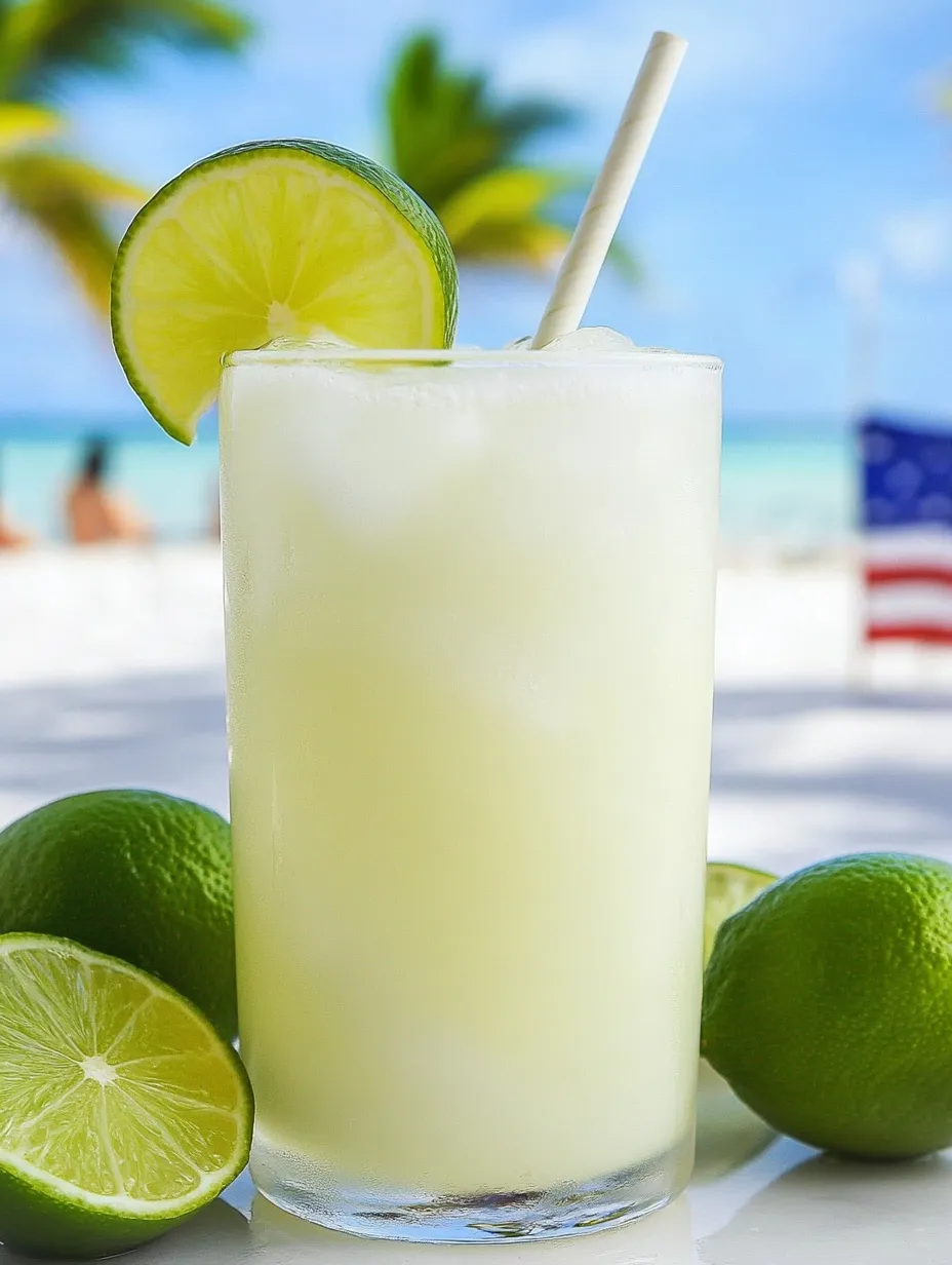 Limeade in a glass with limes on the side.