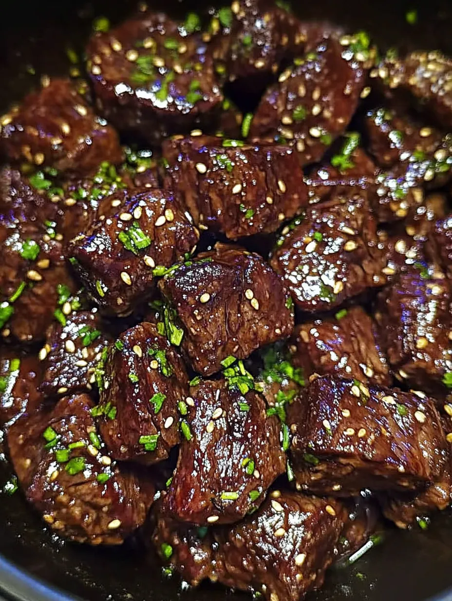 A bowl with beef and green herbs sprinkled.
