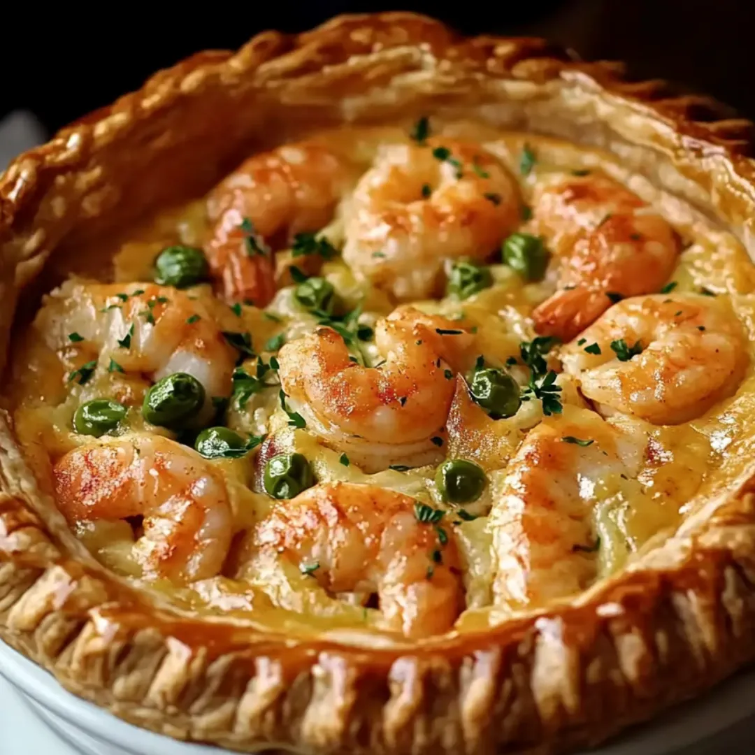 Shrimp and peas tucked in a tender pastry shell.