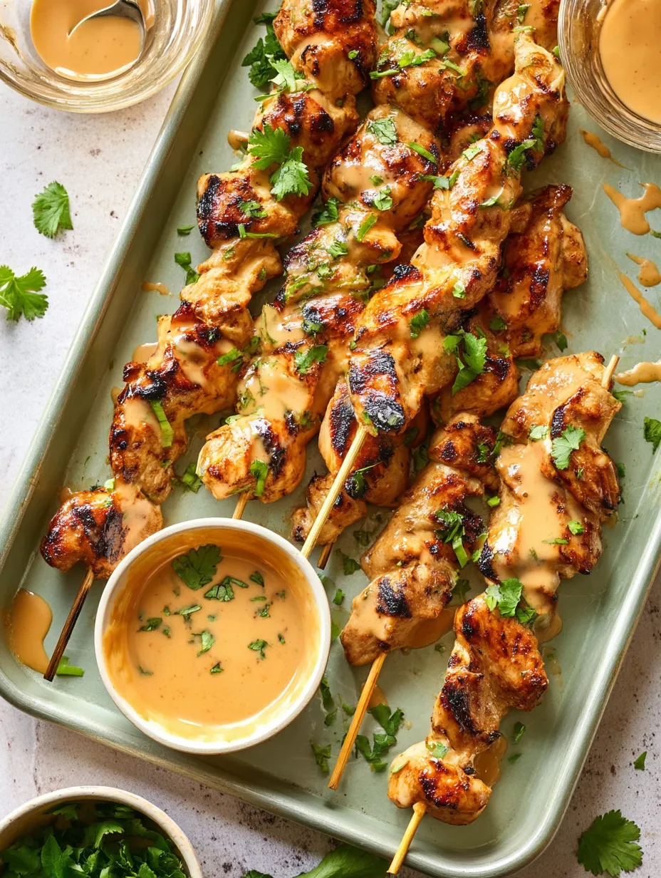 A tray full of chicken skewers soaking up their marinade.