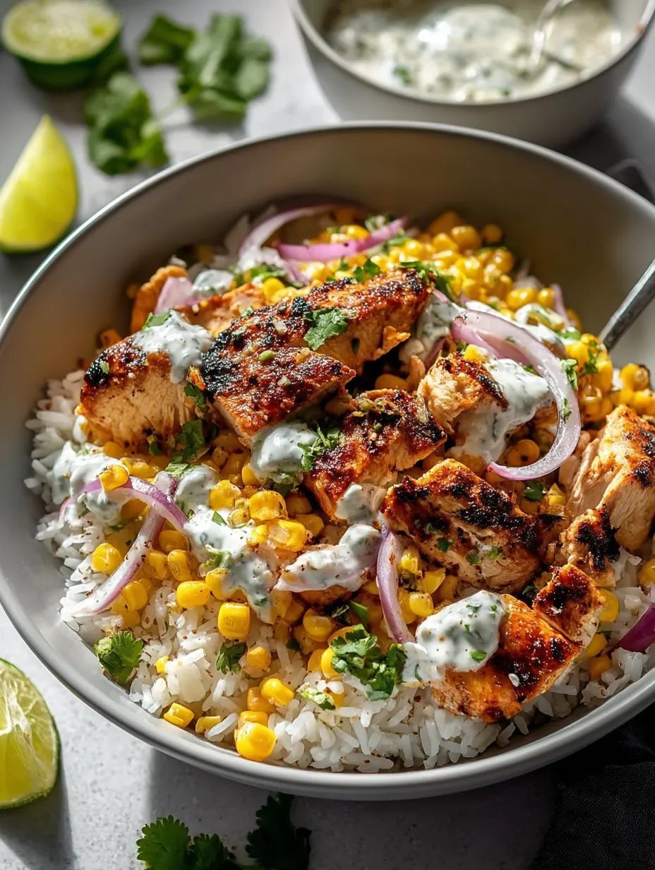 Hearty bowl with meat, rice, lime, and onions.