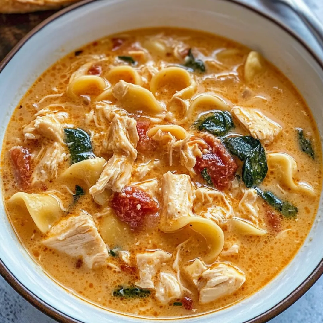 A bowl filled with chicken and veggie-packed soup.