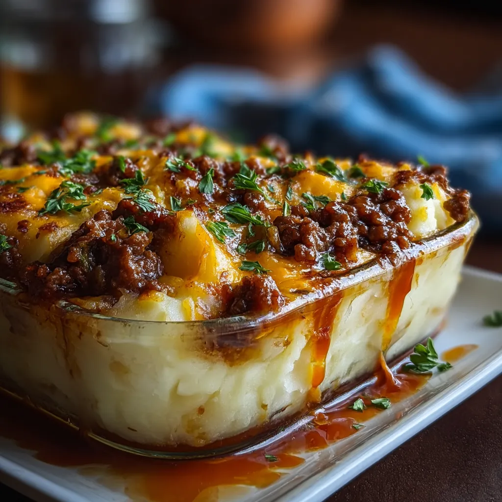 A clear baking dish filled with a cheesy casserole.