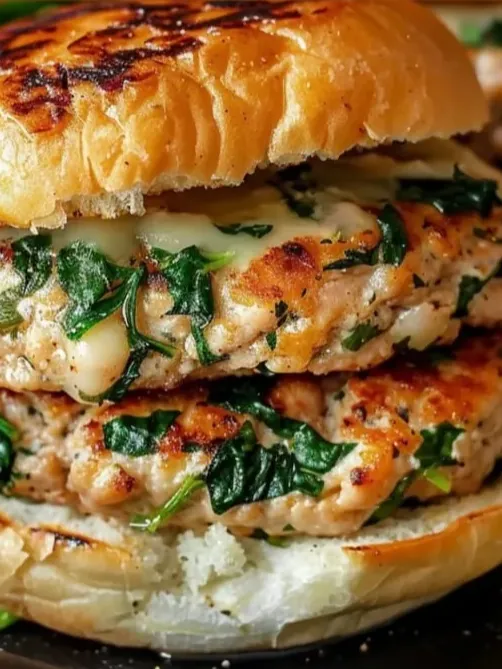 Meaty sandwich stacked with greens.