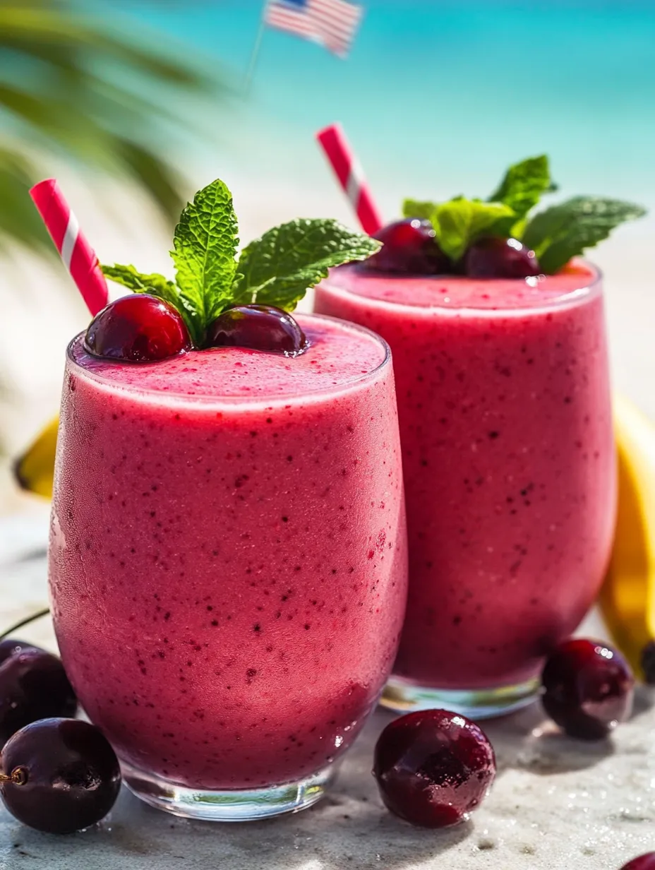 Two glasses with berry shakes.