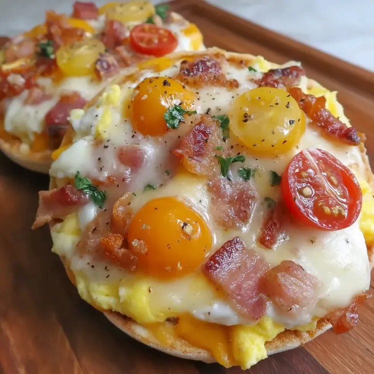 A toasted breakfast sandwich packed with bacon and tomatoes.