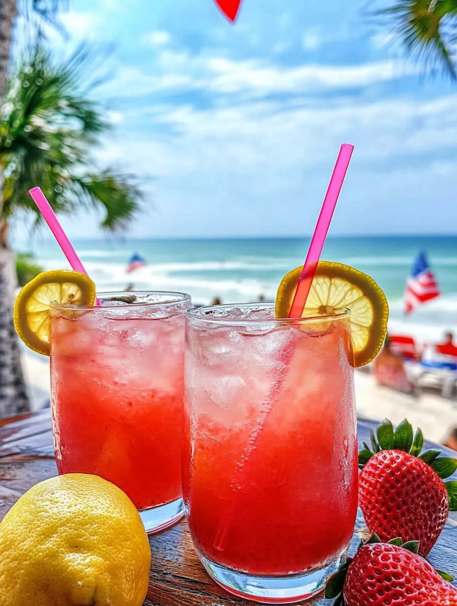 A tabletop photo with two glasses of strawberry pink lemonade.