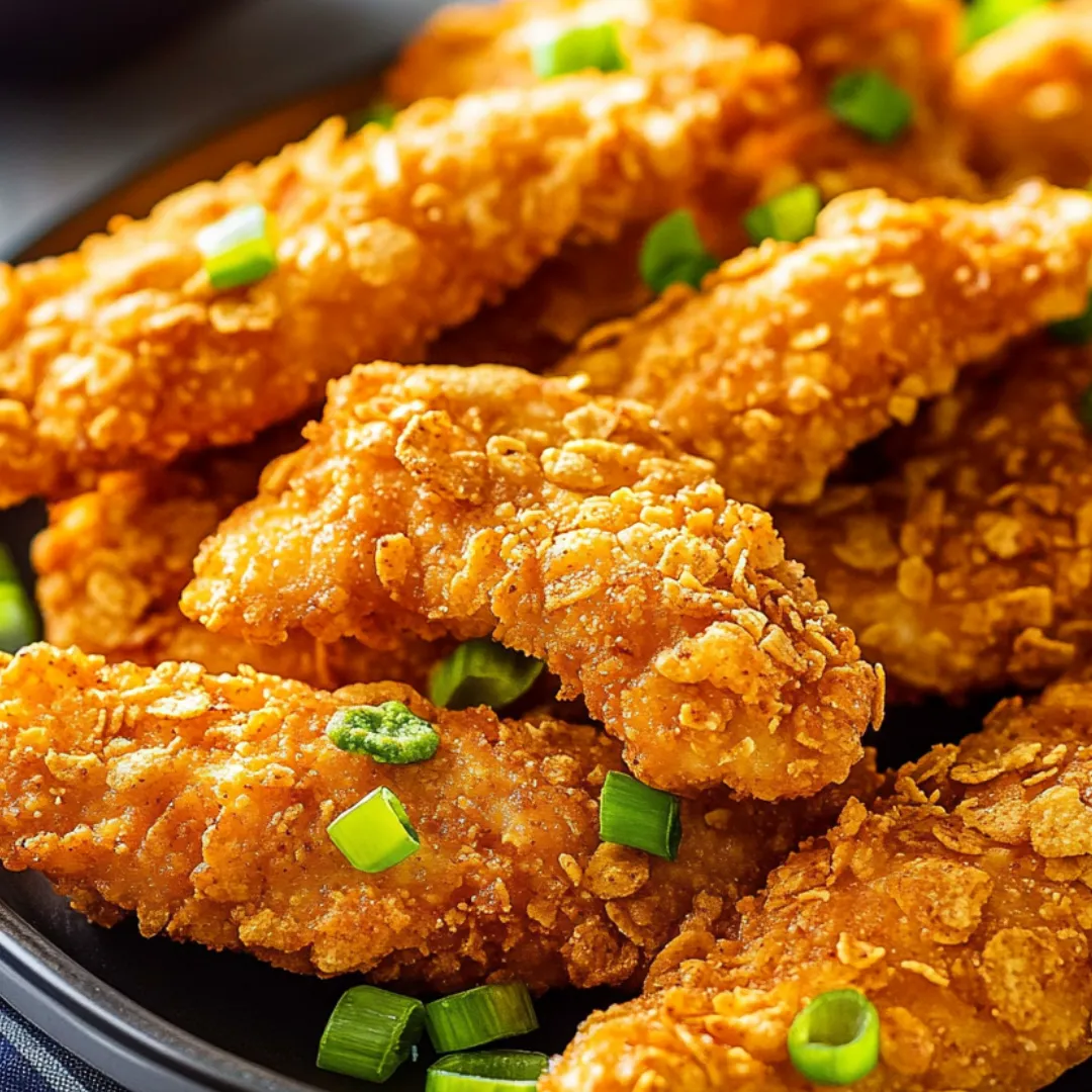Fried chicken pieces piled high and sprinkled with green onions.