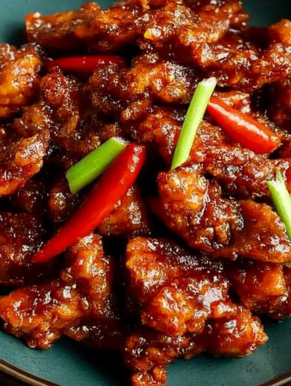 Chicken on a plate with peppers.