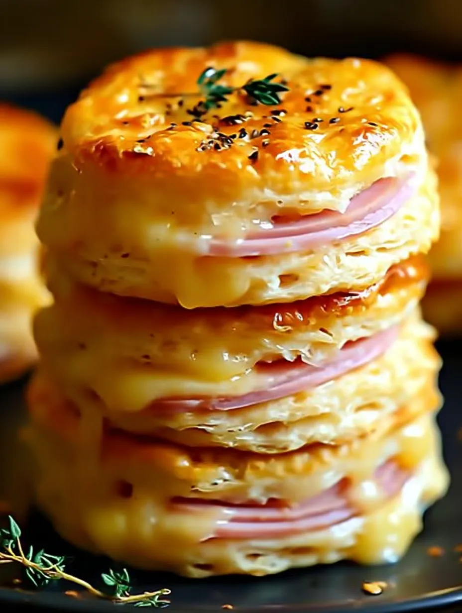Plates stacked with ham and cheese sandwiches piled high.