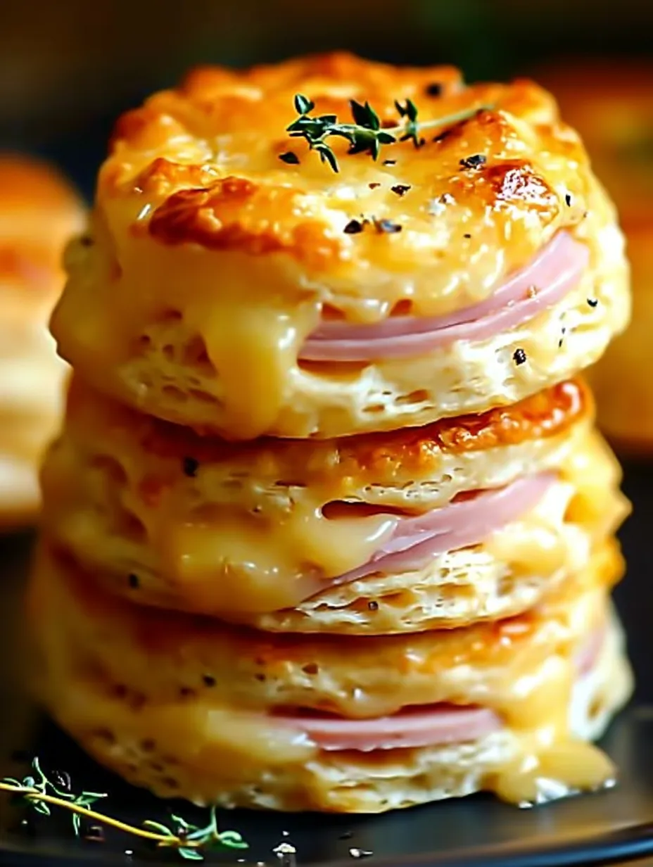 Sandwich pile with cheese and ham peeking out.