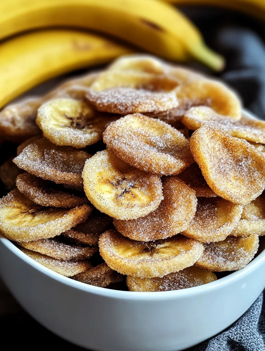 A bowl full of cinnamon coated banana chips.