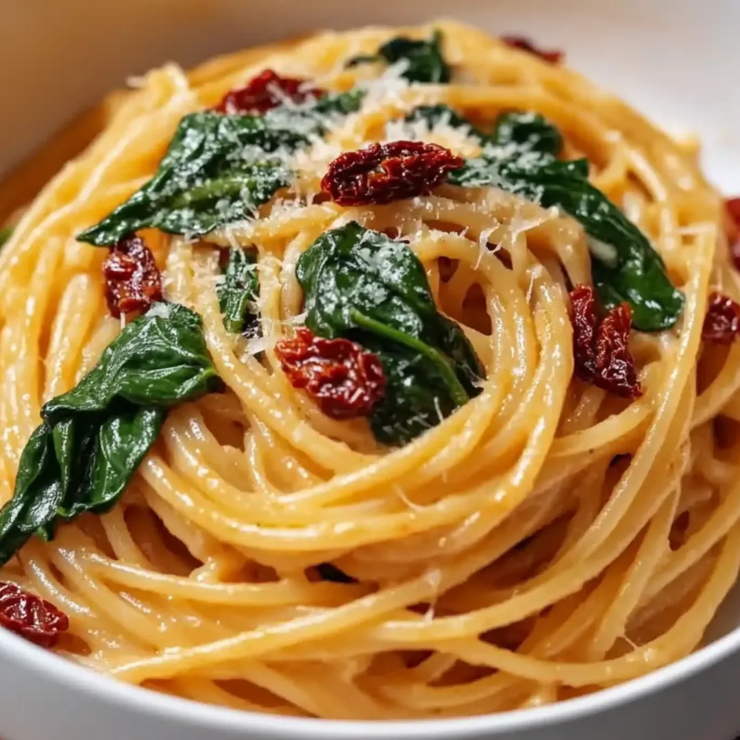 Pasta bowl with cheese and red peppers on top.