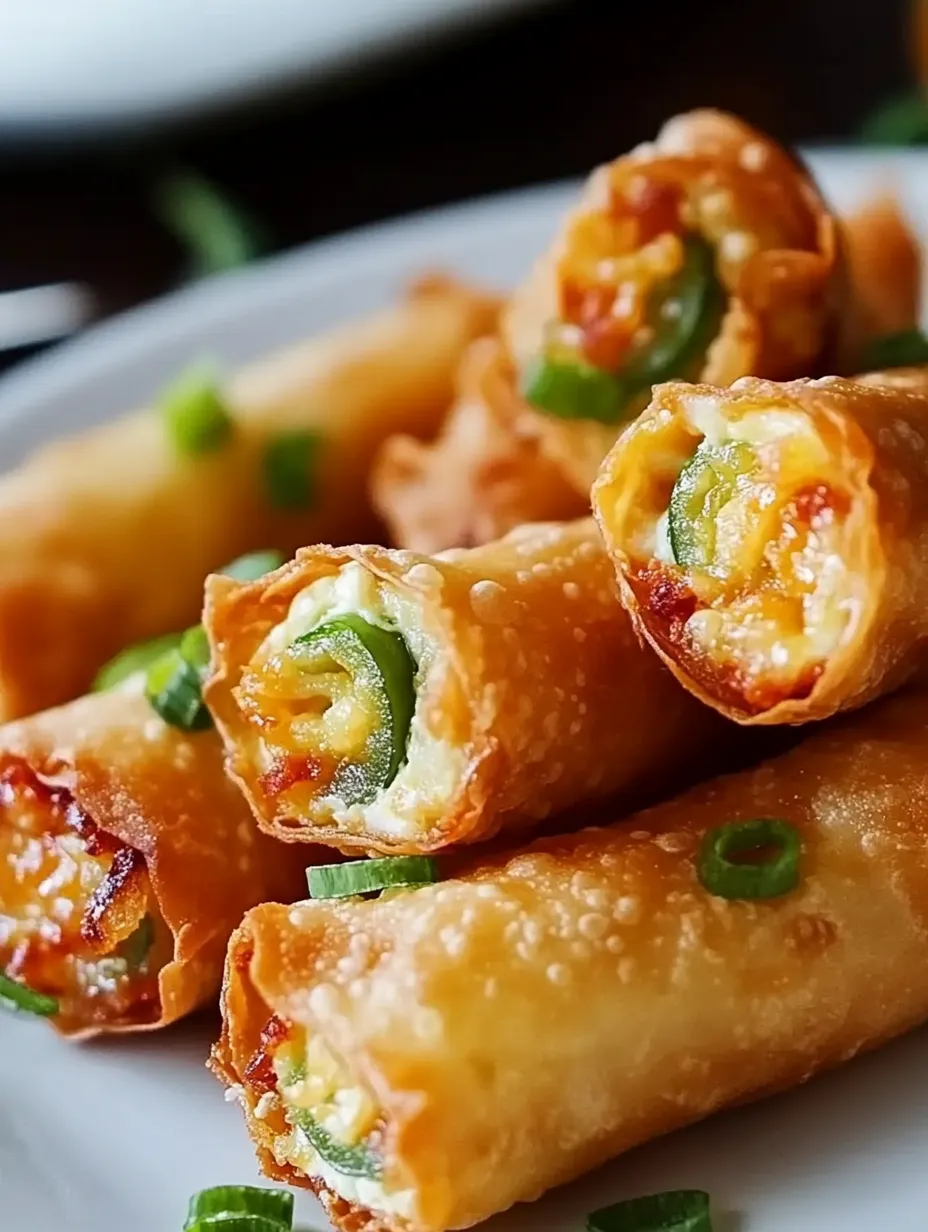 An overflowing plate with egg rolls, peppers, and other snacks.