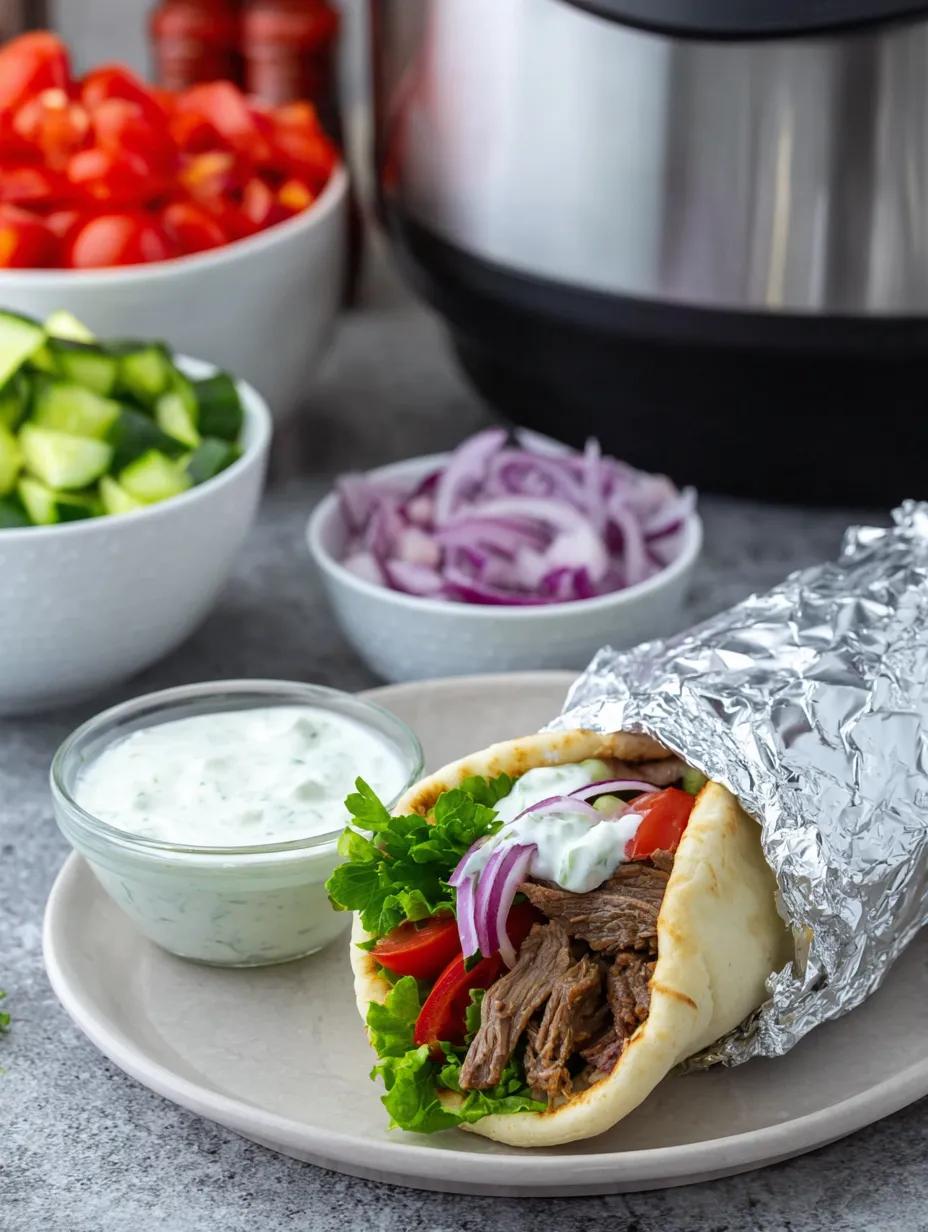 A plate loaded with a pita wrap and a side of veggies.
