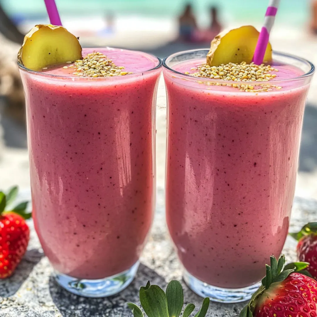 Strawberry smoothie in two glasses.